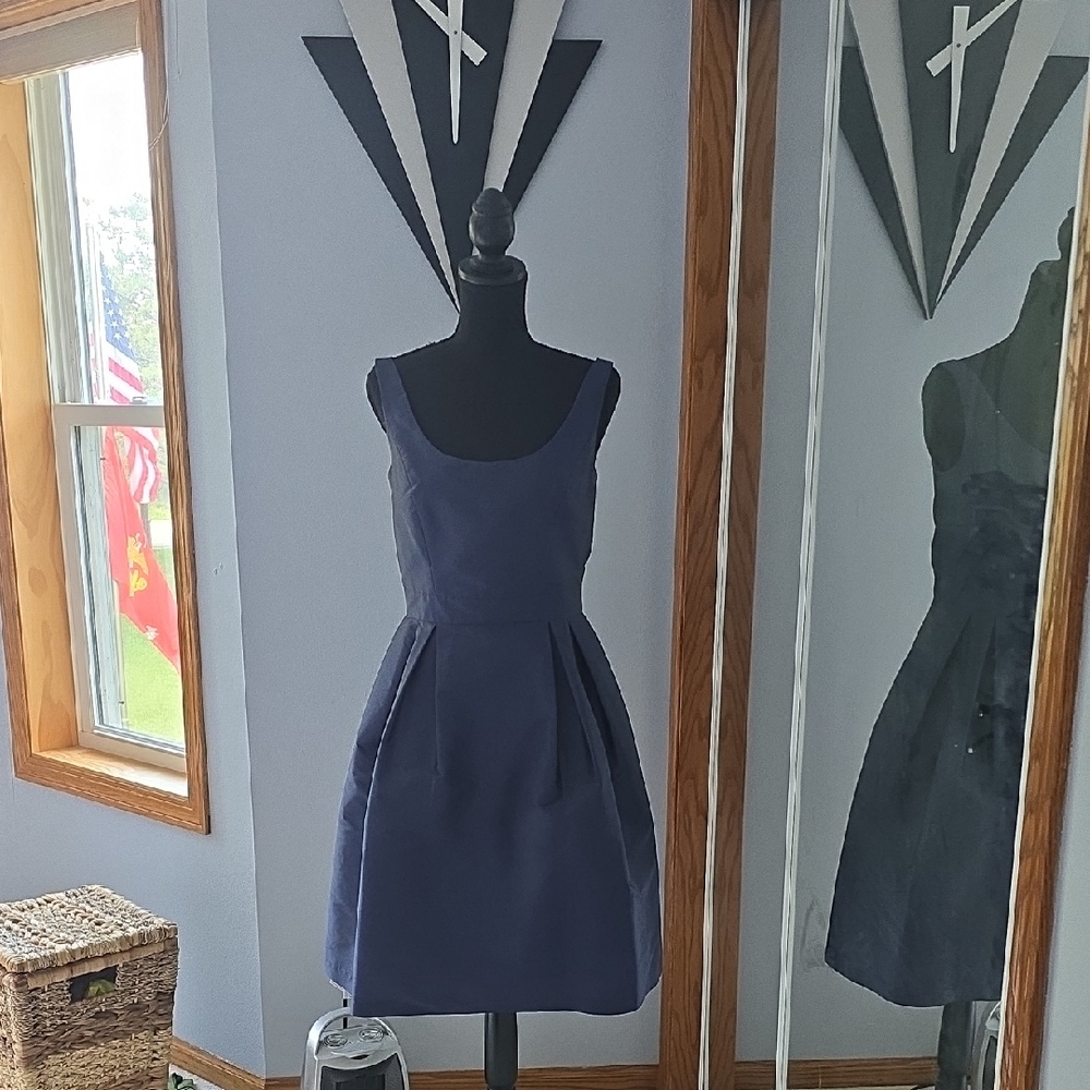 ALFRED SUNG Old Money Midnight Blue Sleeveless Scoop Neck Mini Dress